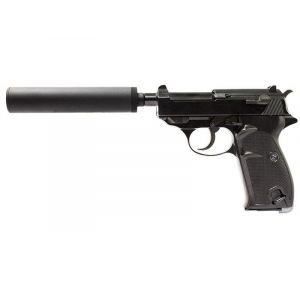 WE P38S Gas Blowback Pistol with Silencer (Full Metal - Black)