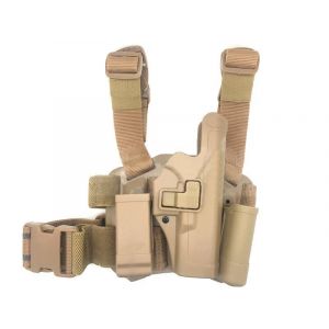 Big Leg Holster M92/M9 with Two Pouches (Hard - Right Hand - Tan - Long)