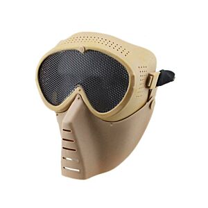 Big Foot Small Flying Mask with Mesh Goggle (Round Mesh) (Tan)